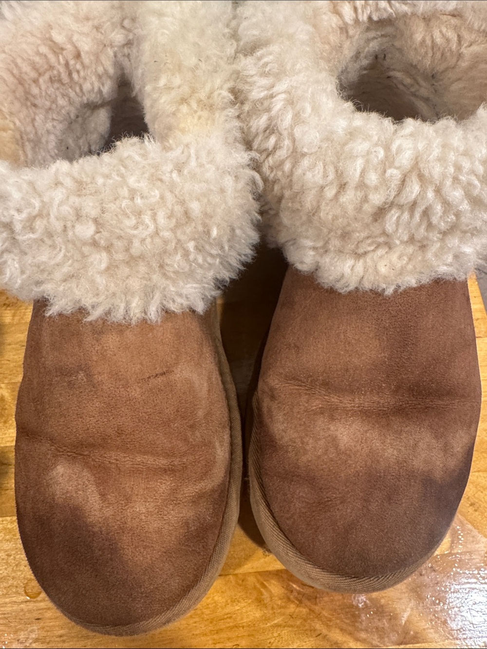 UGG Chestnut Suede Booties with folded down Sheepskin Cuff - Picture 11 of 11